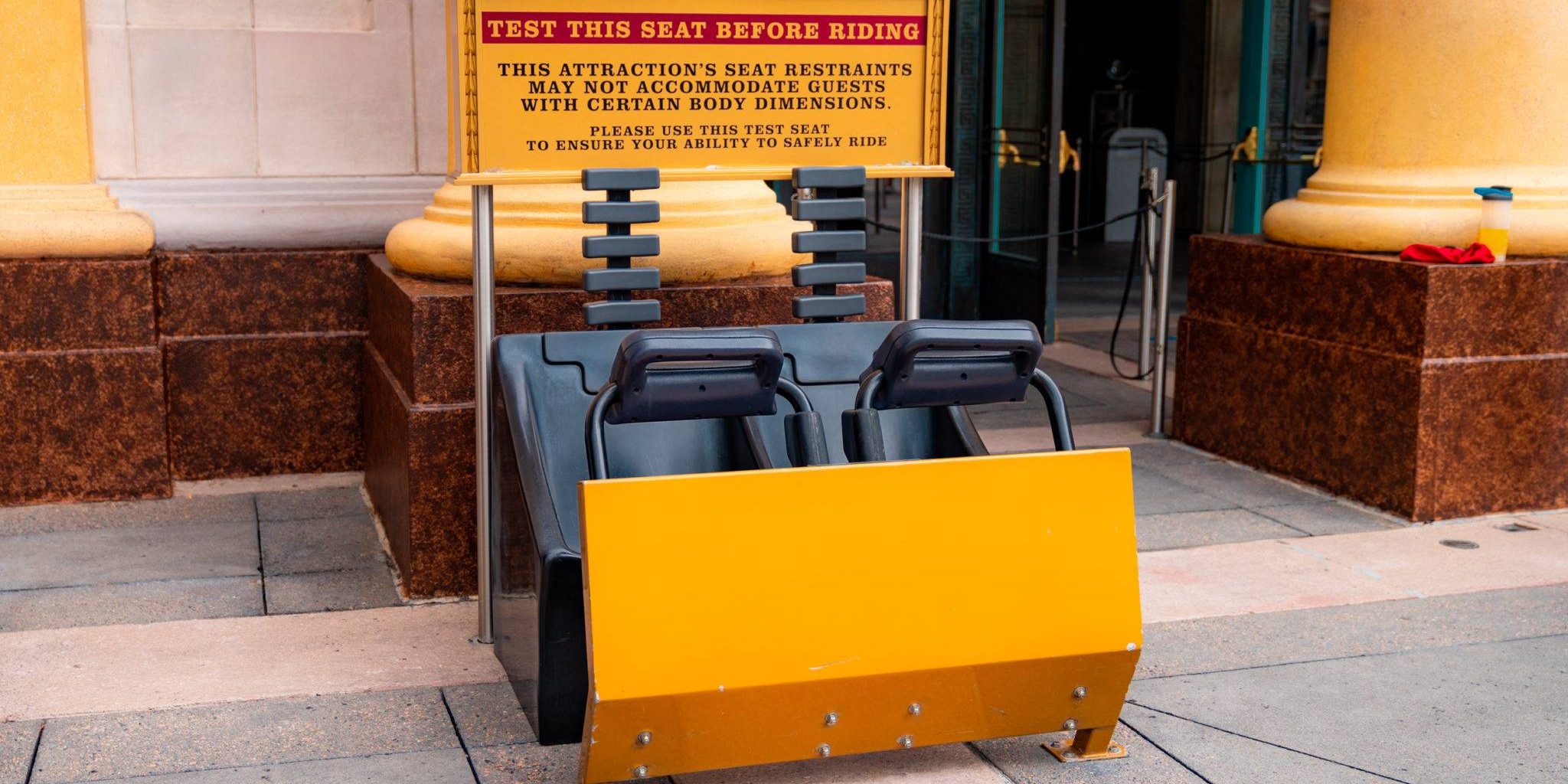 Test-seats-for-Revenge-of-the-Mummy-2048×1366 The test seats for Revenge of the Mummy at Universal Orlando are restrictive and very public