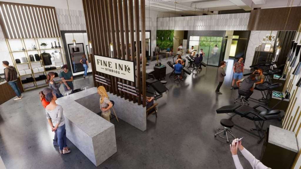 “It will be a complete luxury experience, from the time you walk in to get your tattoo art or body piercing, to the aftercare,” said Matt Ferguson, Chief Innovation Officer at Storyland Studios.  