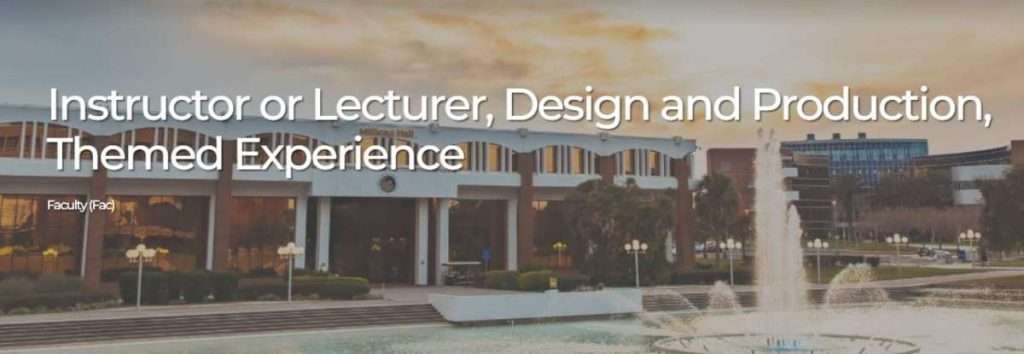UCF Job Opening: Instructor or Lecturer, Design and Production, Themed Experience